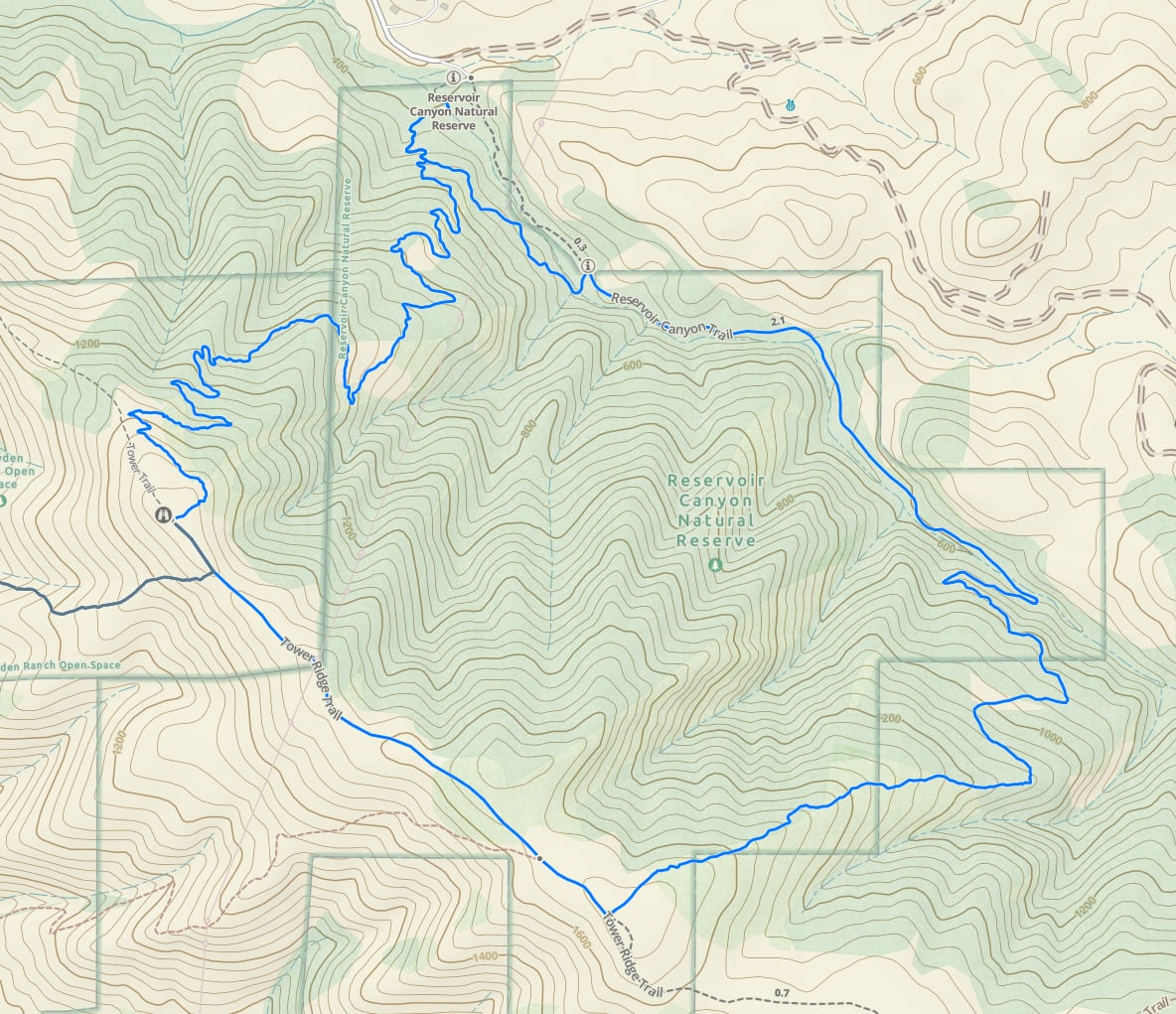 map of Reservoir Canyon